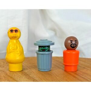 VTG Fisher Price 938 Sesame Street Little People 3 Figures Big Bird Oscar Gordon